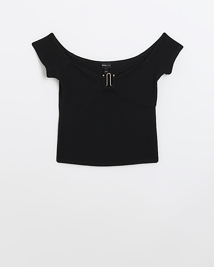 Black bardot top River Island
