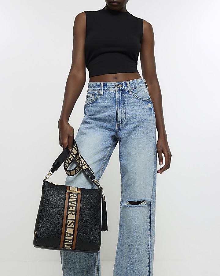 Black RI messenger bag River Island