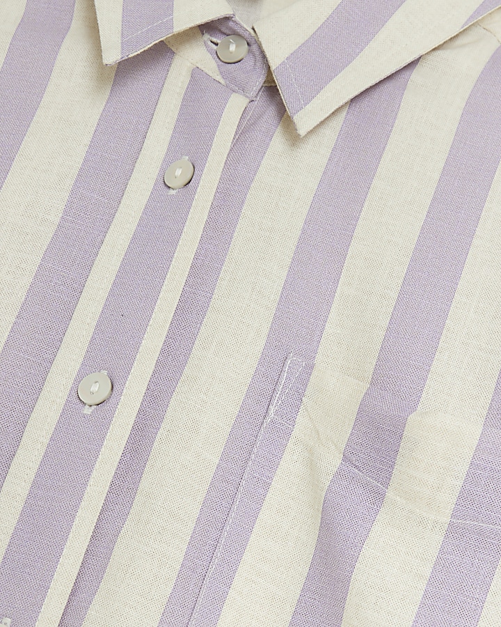 Purple stripe shirt with linen blend River Island