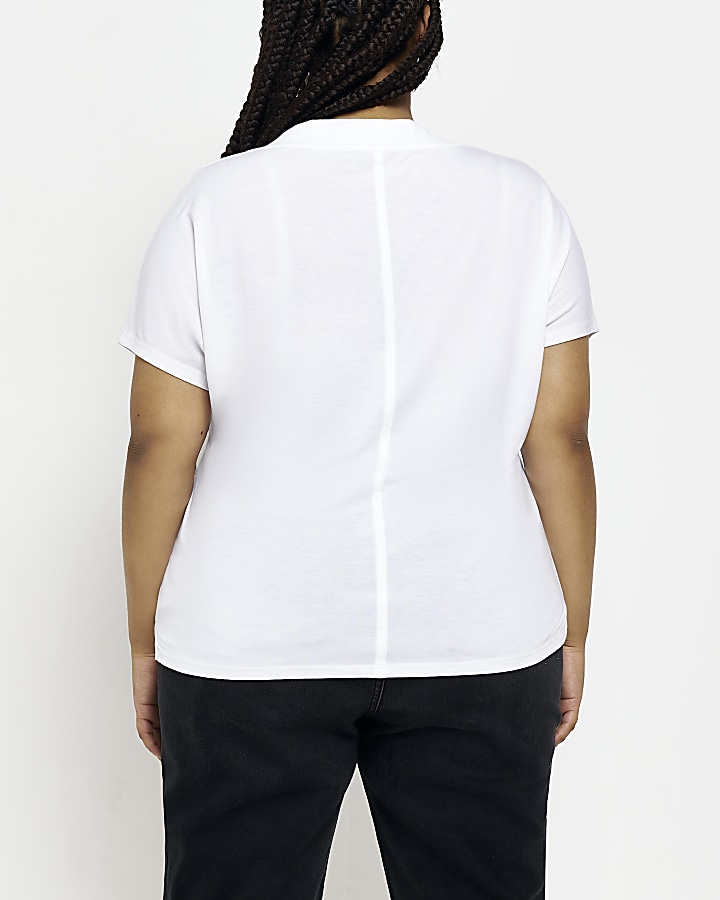 Plus white vneck tshirt River Island