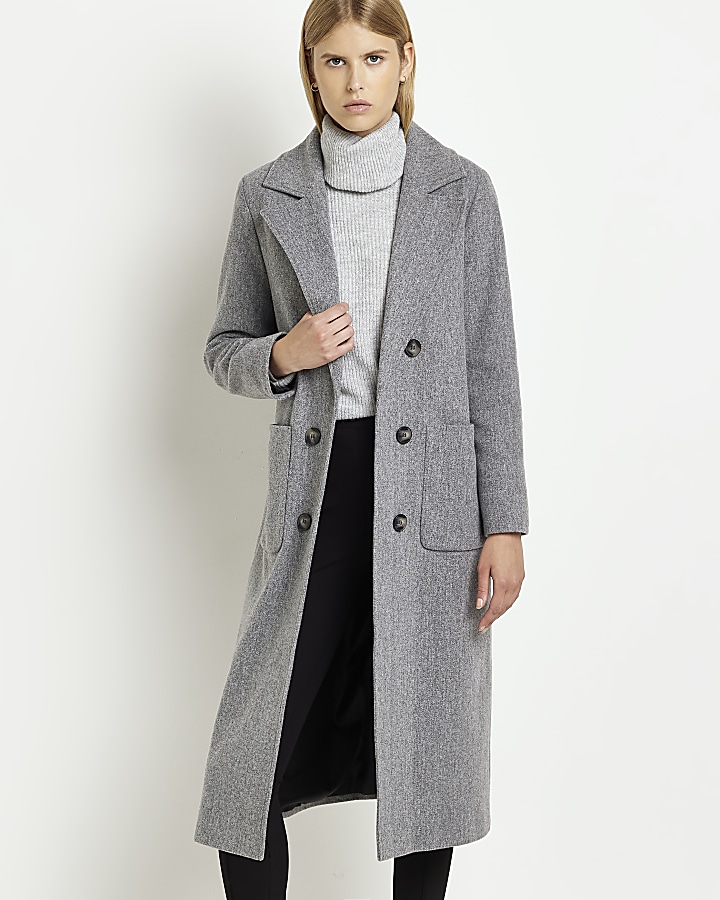 Grey longline coat River Island