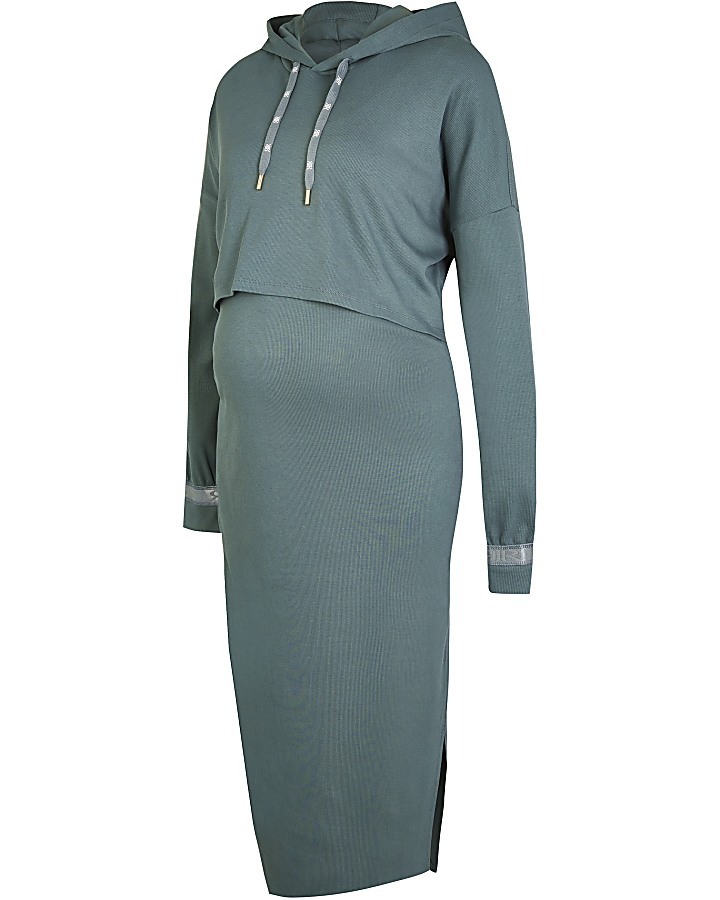 Green maternity dress and jumper set River Island
