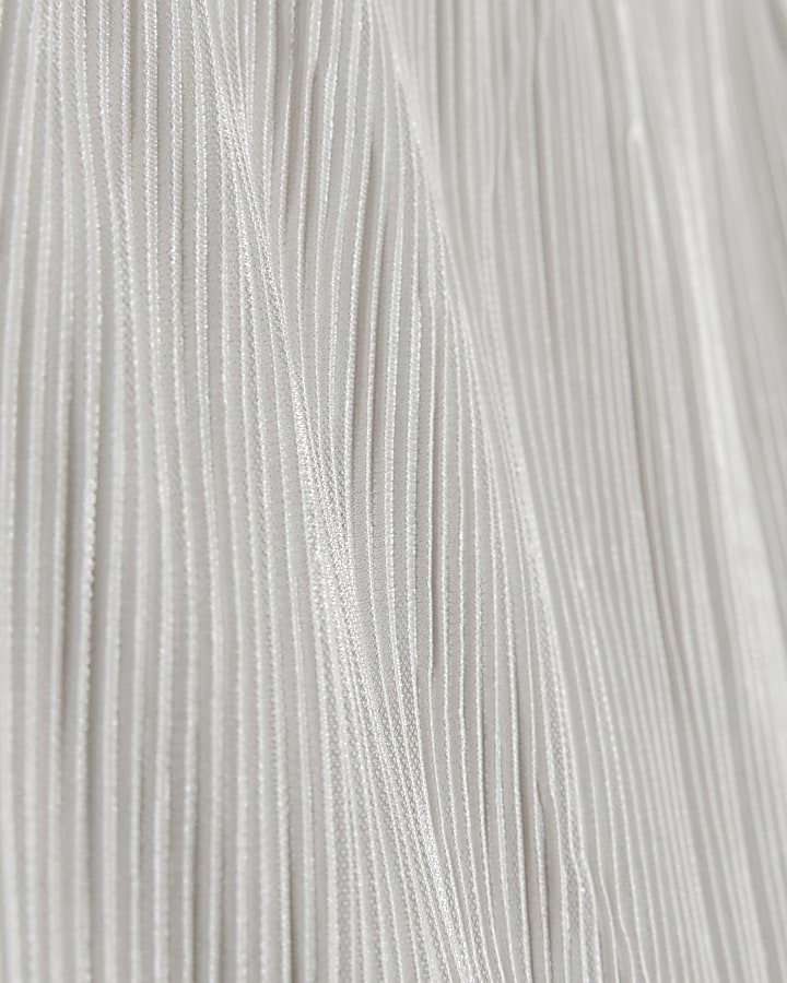 Cream plisse cowl back bandeau top River Island