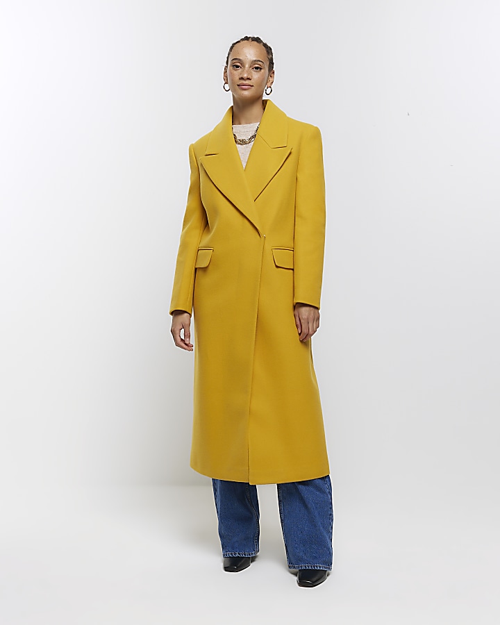 Yellow longline coat River Island