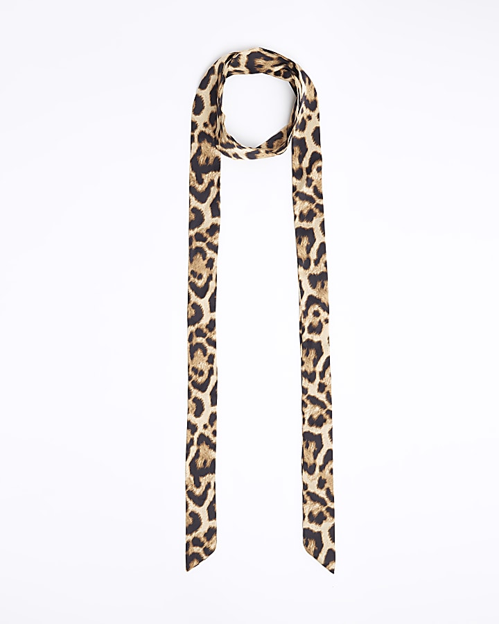 Black leopard print scarf necklace River Island