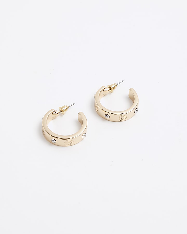 Gold heart hoop earrings River Island