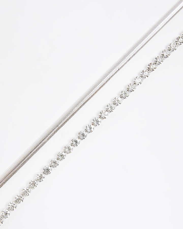 Silver Chain Choker Necklace River Island