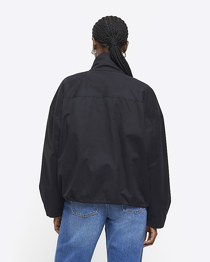 Black utility shacket River Island