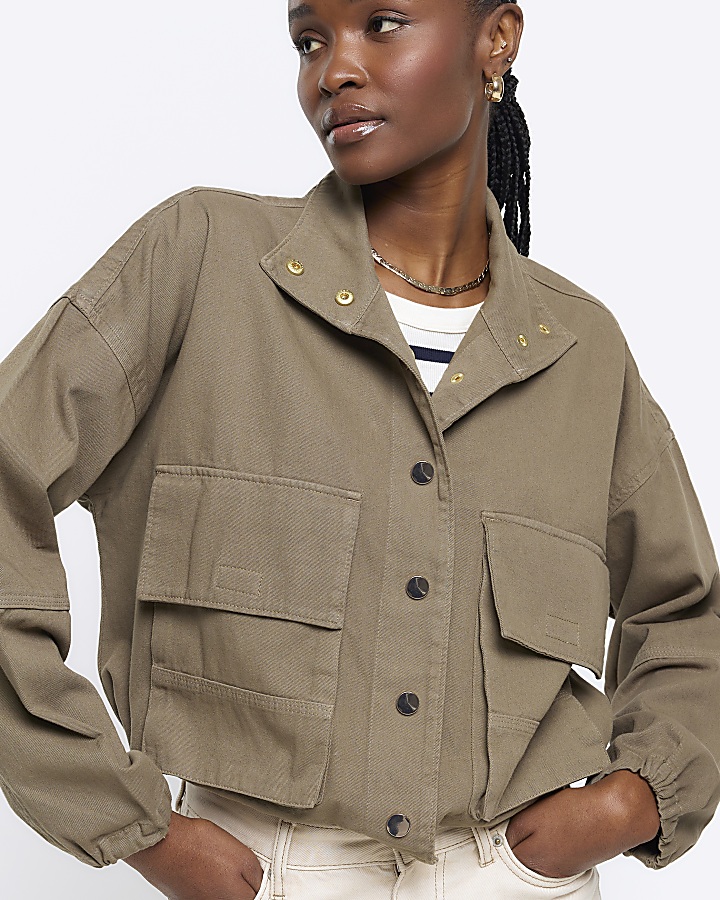 Khaki utility jacket River Island