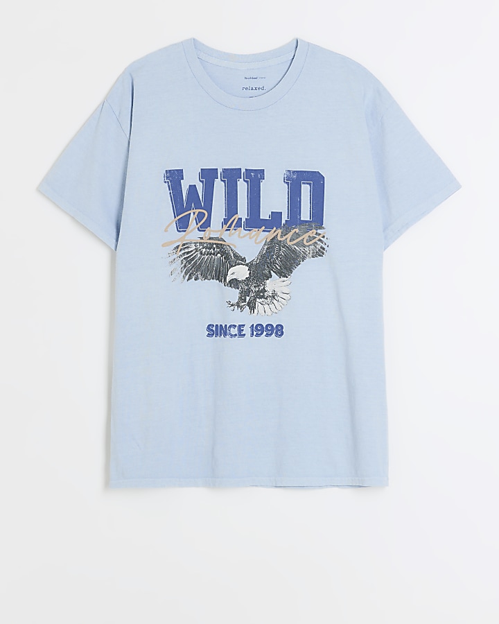 Blue graphic tshirt River Island