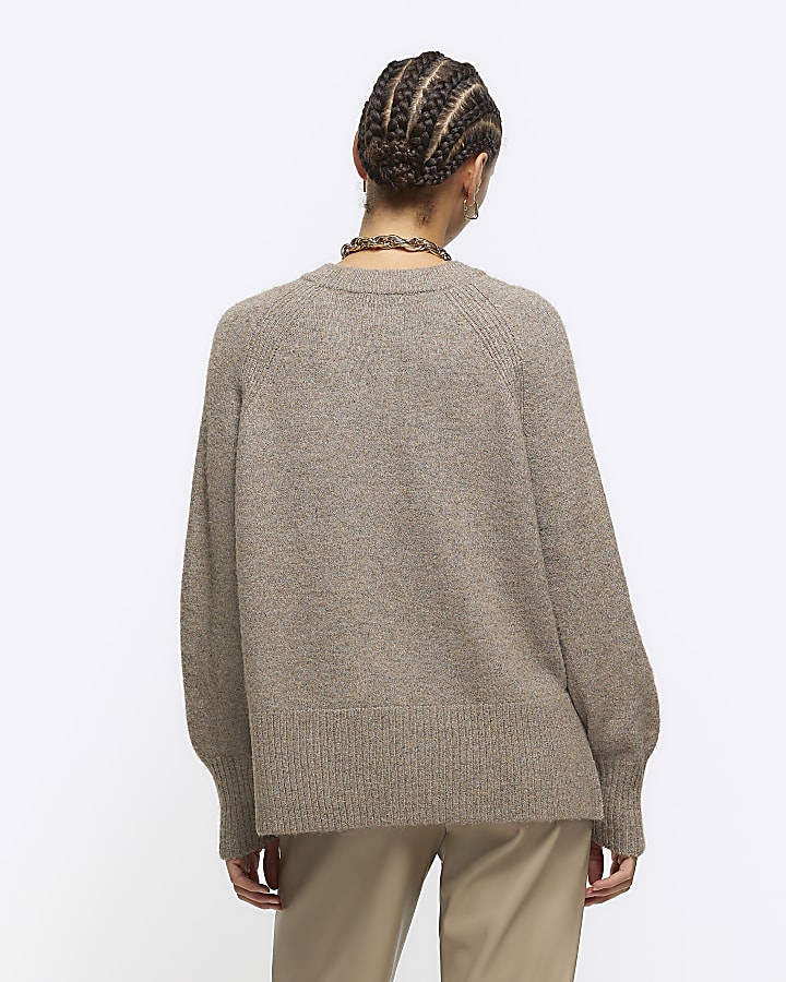 Brown knitted jumper River Island