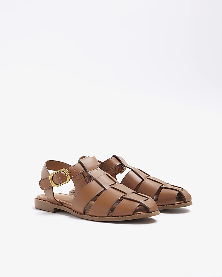 Brown Gladiator Flat Sandals River Island
