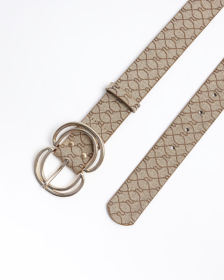 Beige RI monogram belt River Island