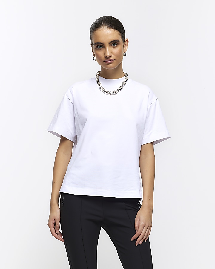 White high neck tshirt River Island