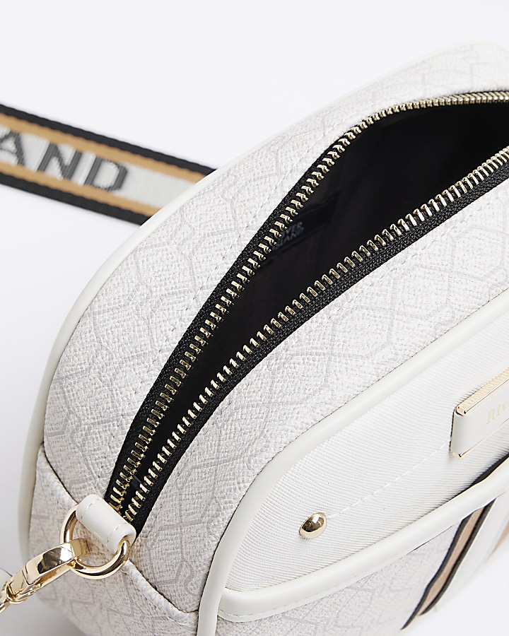 White RI monogram cross body camera bag River Island
