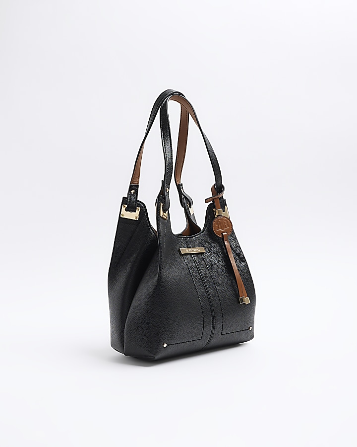 Black slouch small tote bag River Island