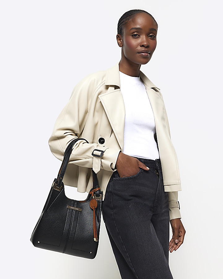 Black slouch small tote bag River Island