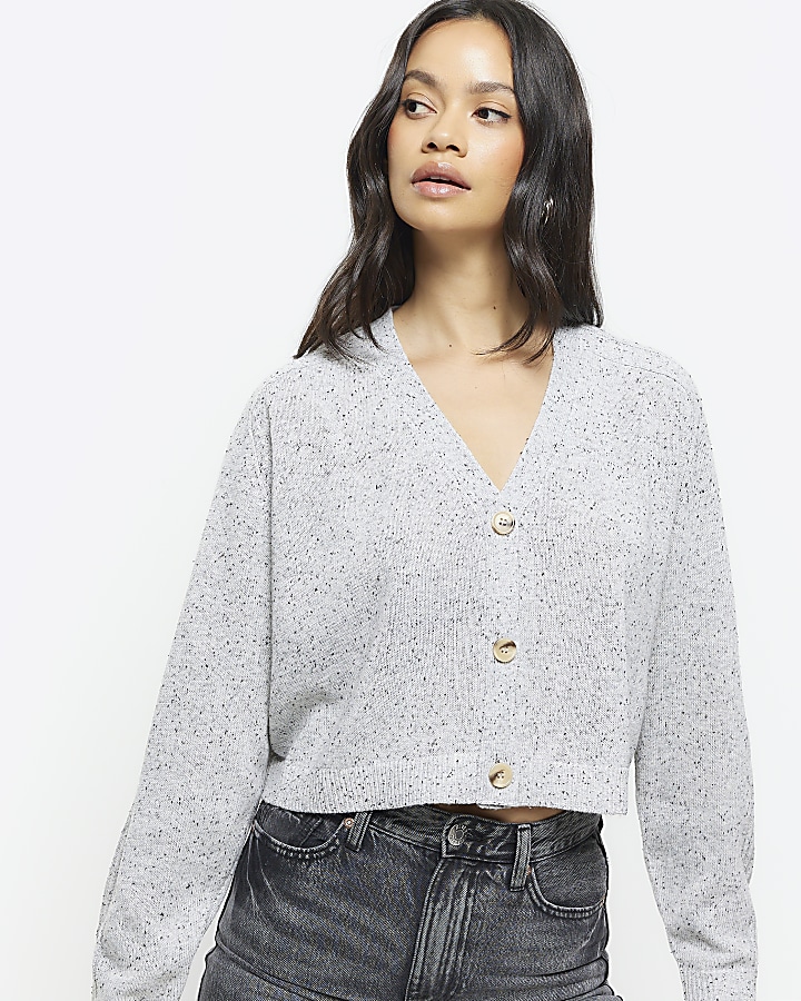 Grey cropped cardigan River Island