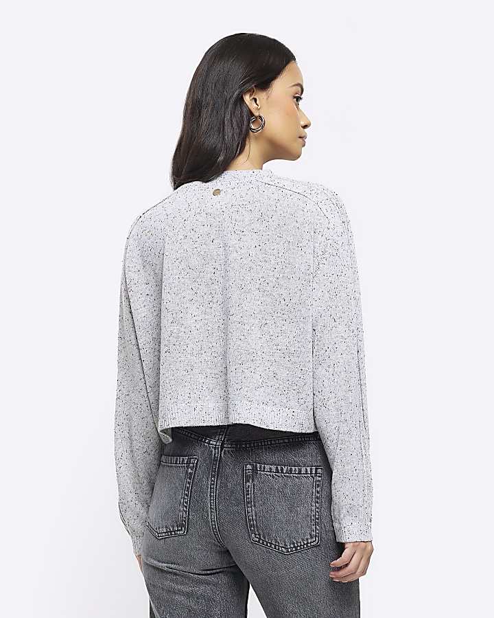 Grey cropped cardigan River Island