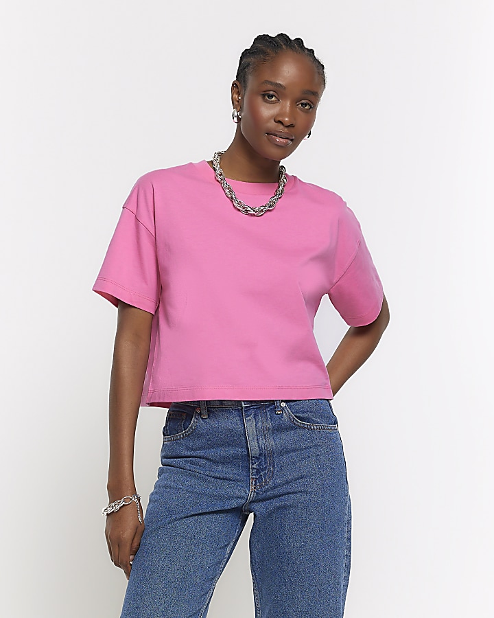 Pink boxy tshirt River Island