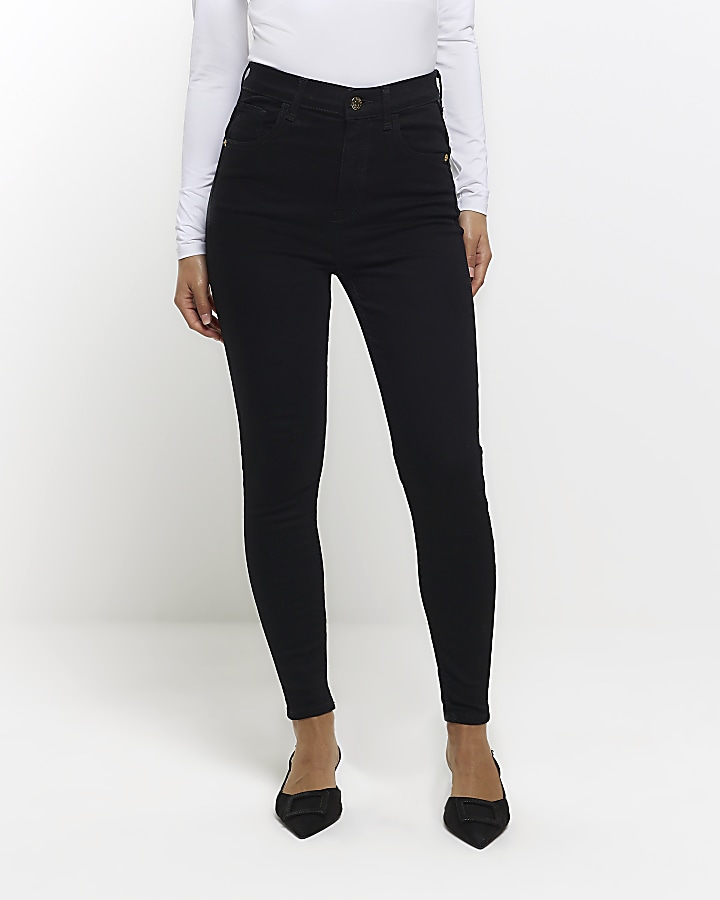 Petite black bum sculpt skinny jeans River Island