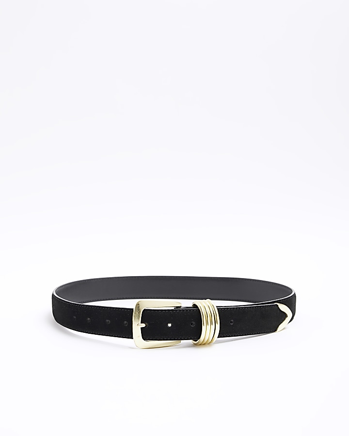 Black suede belt River Island