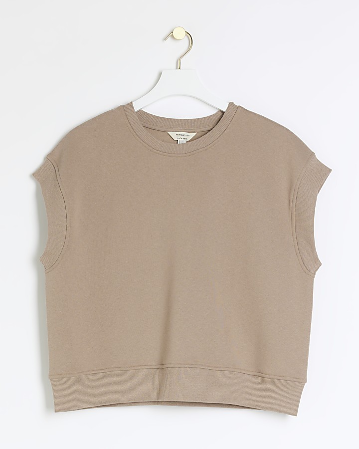 Brown sweatshirt tank top River Island