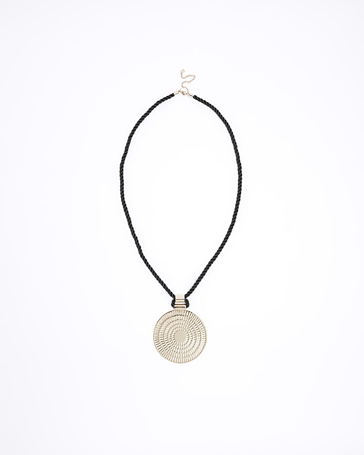 Black Circle Pendant Necklace River Island