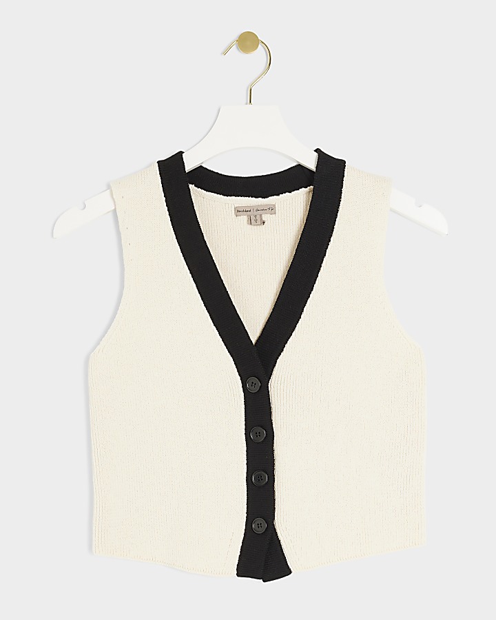 Cream knitted waistcoat River Island