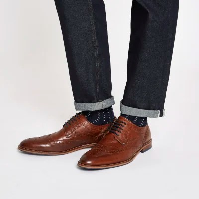 Dark brown leather brogues Shoes Shoes & Boots men