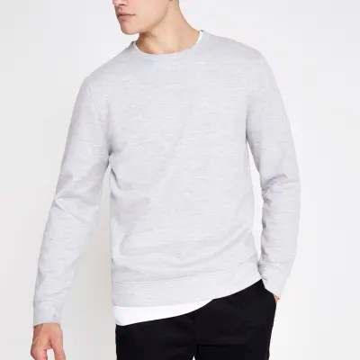 Grey marl crew neck sweatshirt River Island