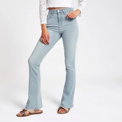 Light blue high rise bootcut flared jeans River Island