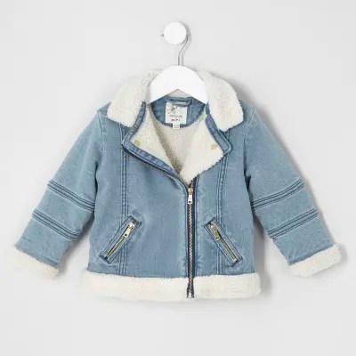 Mini girls blue denim biker jacket Baby Girls Coats & Jackets
