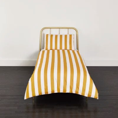Yellow stripe print single duvet bed set River Island
