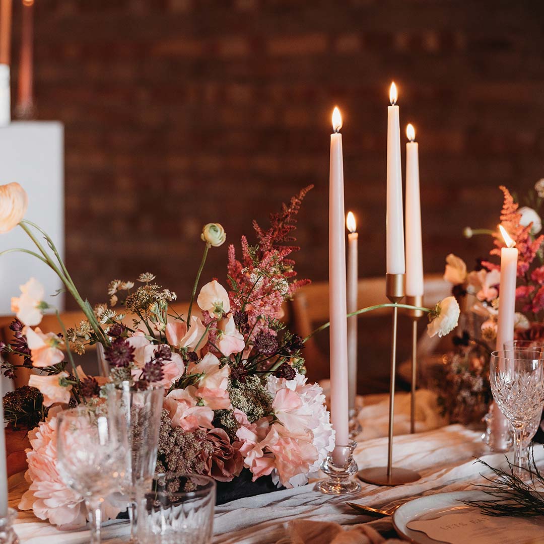 The Conna Small Brushed Gold Modern Candle Holder Array Wedding and