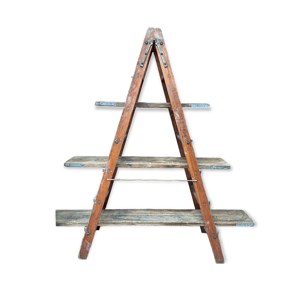 The Lisbon Vintage Ladder Shelf Array Wedding and Event Hire
