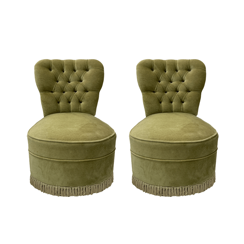 The Bourne Velvet Fringed Tub Chair Array Wedding and Event Hire