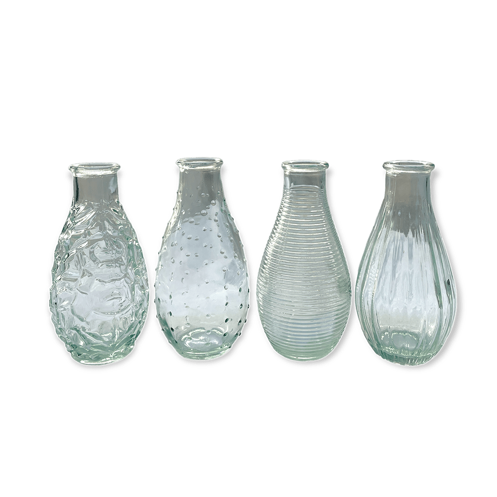 The Sofia Mismatch Glass Vases Array Wedding and Event Hire