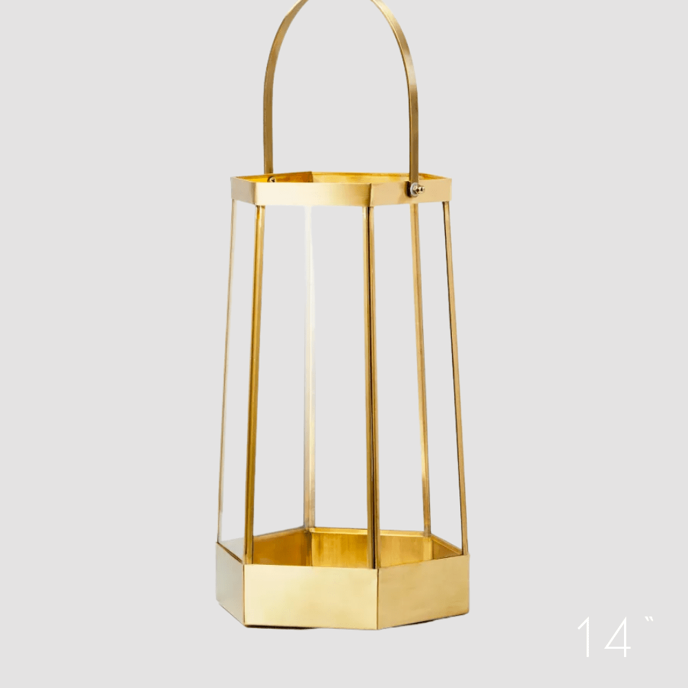 Gold Glass Lantern Large 14" Pretty Little Things