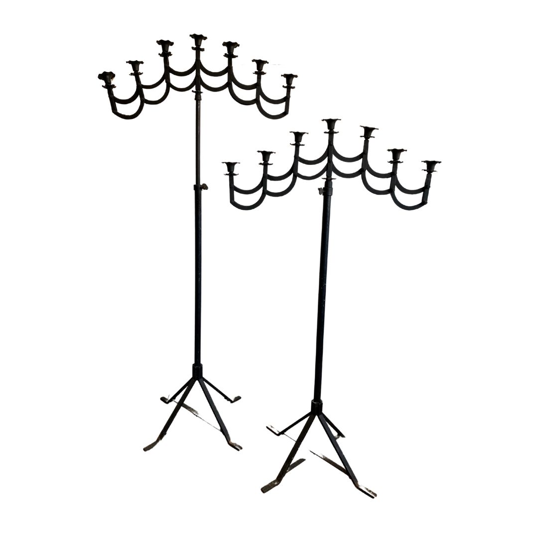 Pair of Black 7Taper Floor Candelabras Relics Rentals