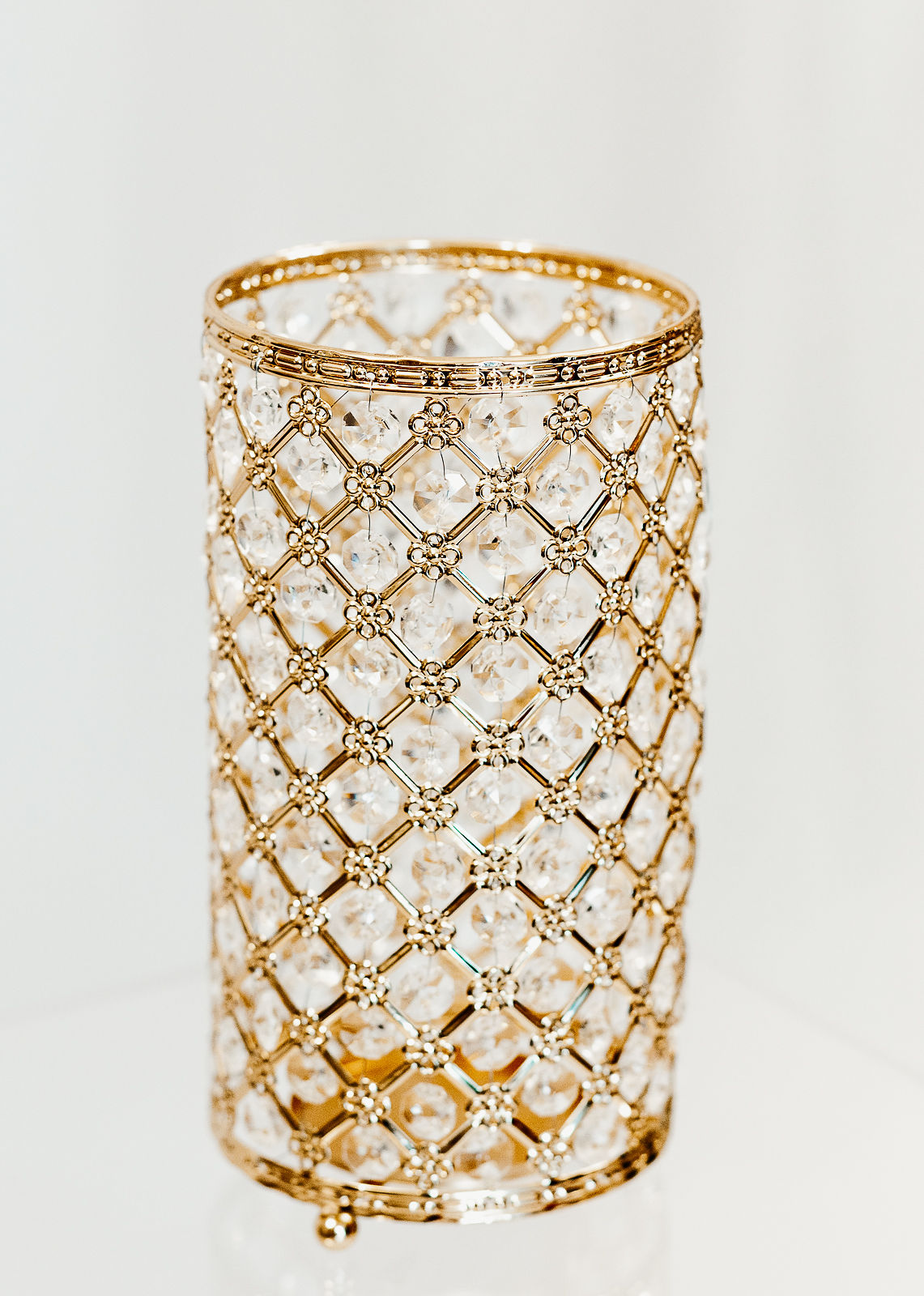 Gold Beaded Pillar Candle Holder St. Johns Illuminations