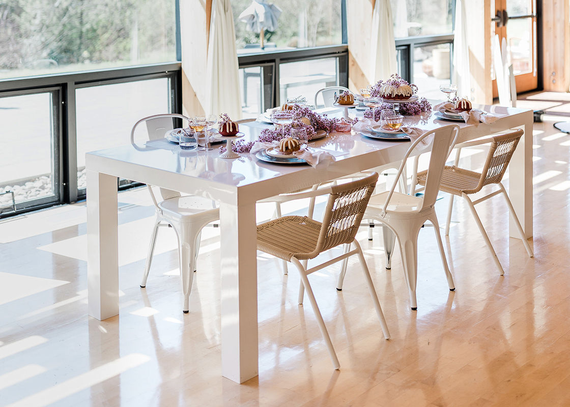 8' White Lacquer Dining Tables Lily & Cane