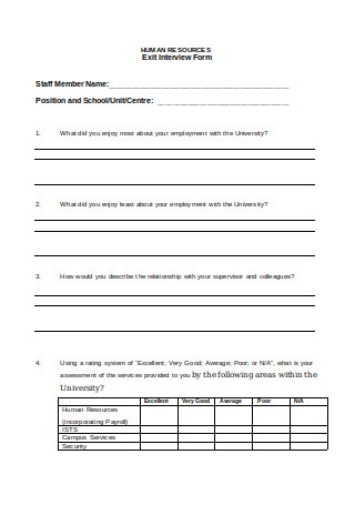 38+ SAMPLE Exit Interview Forms in PDF | MS Word