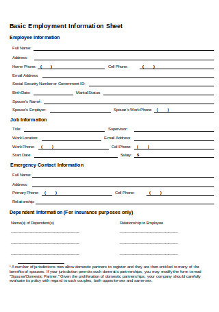 42+ SAMPLE Employee Information Forms in PDF | MS Word | Google Docs