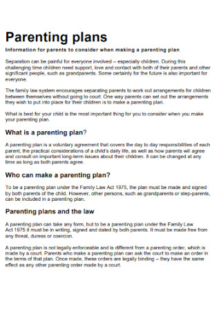 33+ FREE Parenting Plan Samples to Download