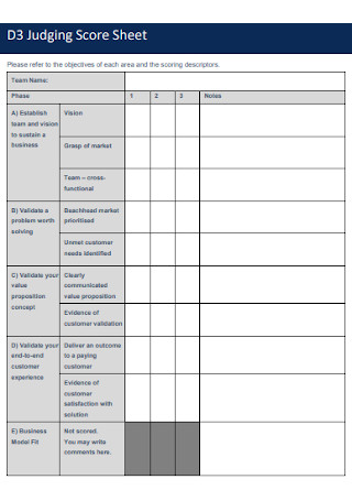 44+ SAMPLE Judging Score Sheet Templates in PDF | MS Word