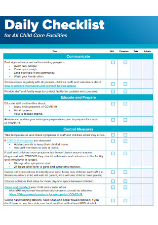 50+ SAMPLE Daily Checklist Templates in PDF | MS Word