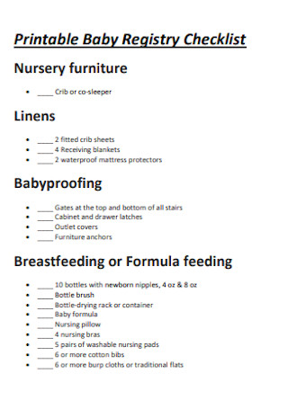 18+ SAMPLE Baby Registry Checklists in PDF | MS Word