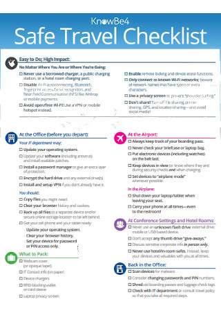 50+ SAMPLE Travel Checklists in PDF | MS Word
