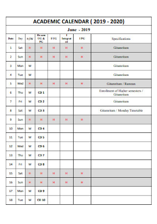 31+ FREE Academic Calendar Samples to Download